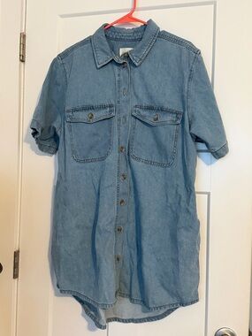 Universal Thread Light Blue Denim Button-Front Mini Dress